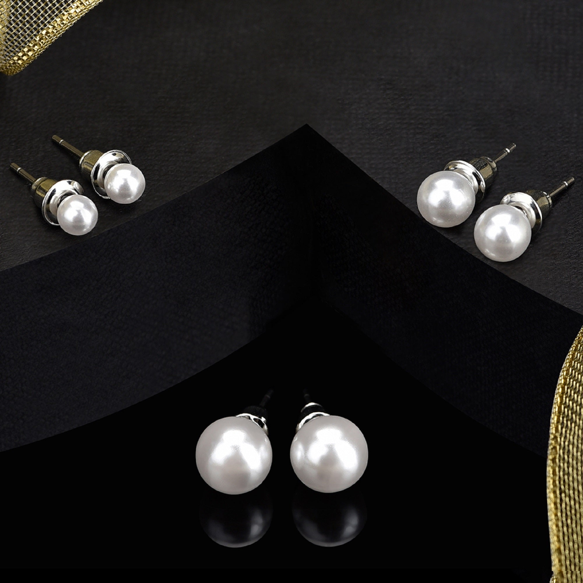 South Indian Large Jadau Sterling Silver Stud Earrings | Buy Online